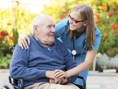 Elderly Man with Nurse