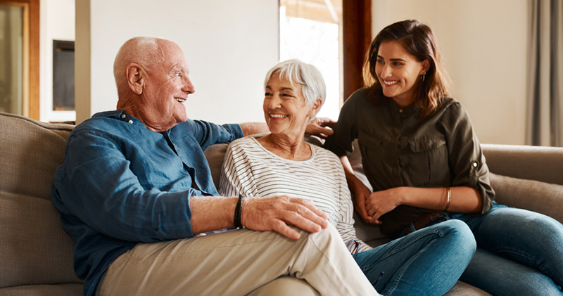 An adult only child cares for her aging parents.